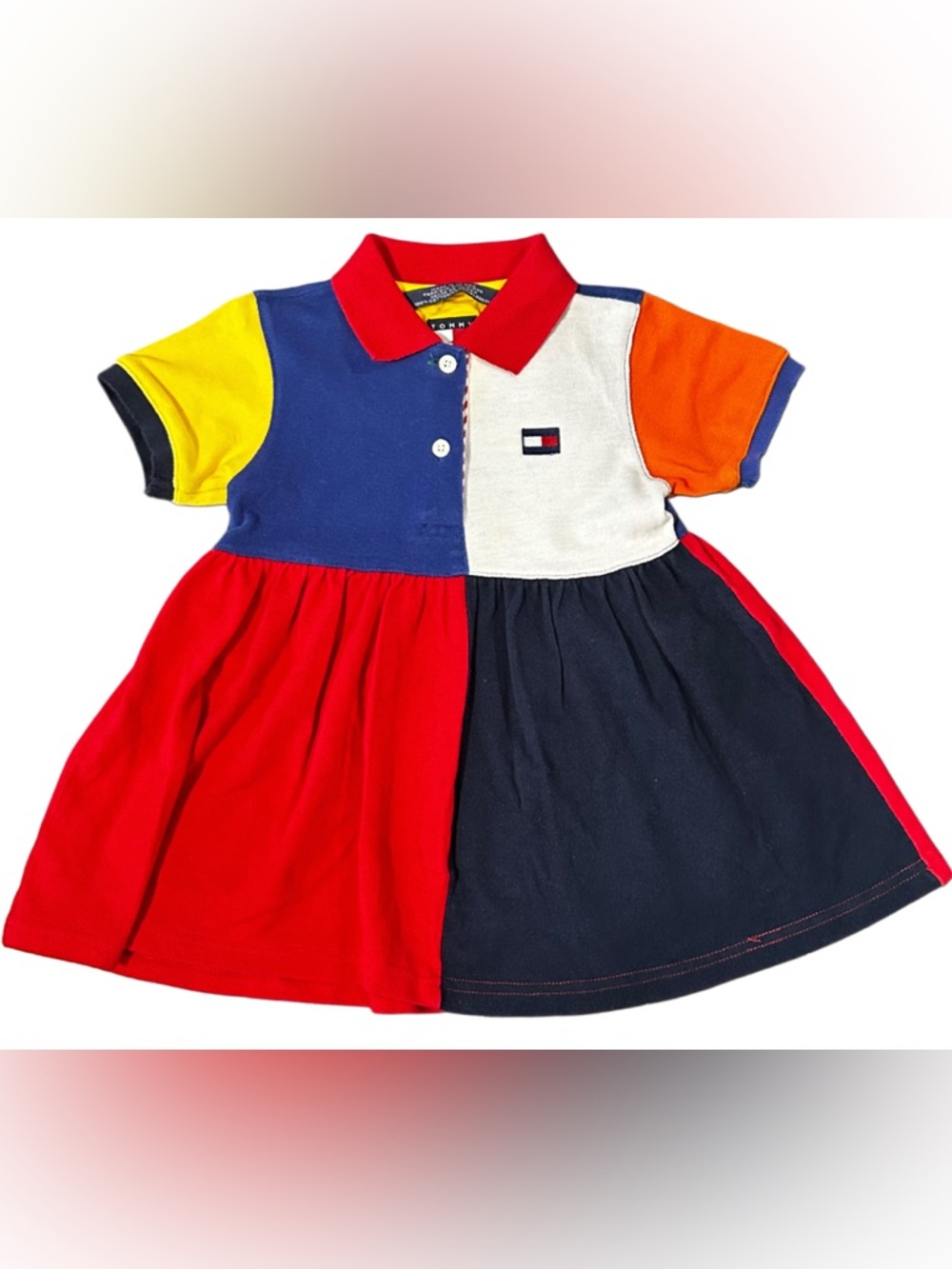 VTG Tommy Hilfiger Baby Colorblock Polo Dress 12-18M | Primary Colors